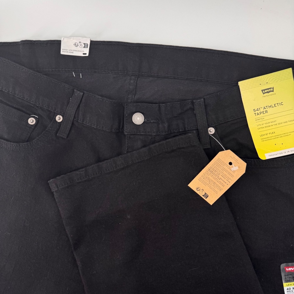 Levi's 541 Athletic Taper Jeans Mens 40x30 Black Stretch Denim Pants